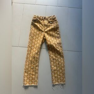 Zara, high rise straight leg pattern jeans